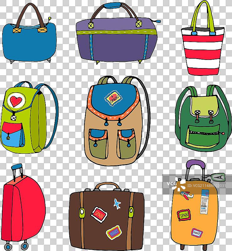 各种行李包、背包和手提箱图片素材