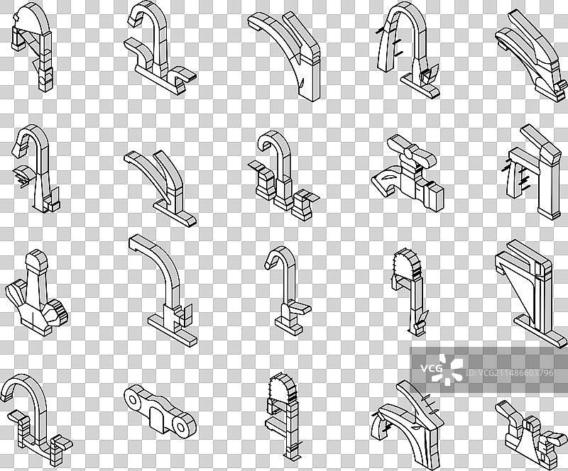 水龙头水槽浴室2.5D图标集图片素材