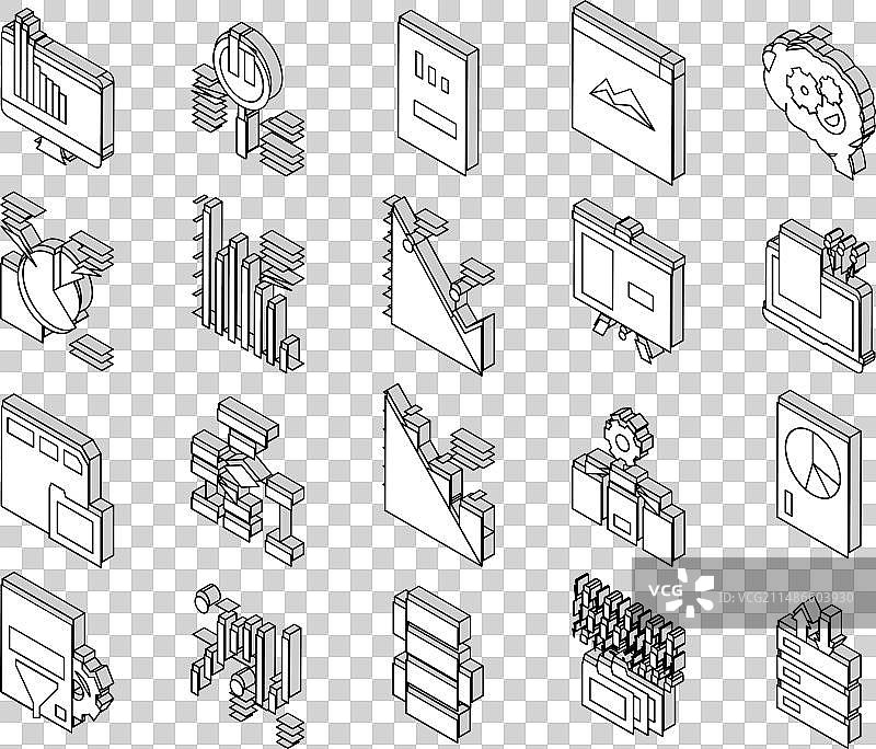 数据分析信息图等距图标合集图片素材