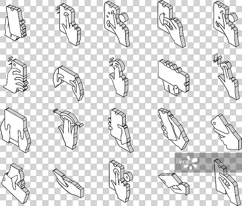 智能手机手势操作2.5D图标合集图片素材