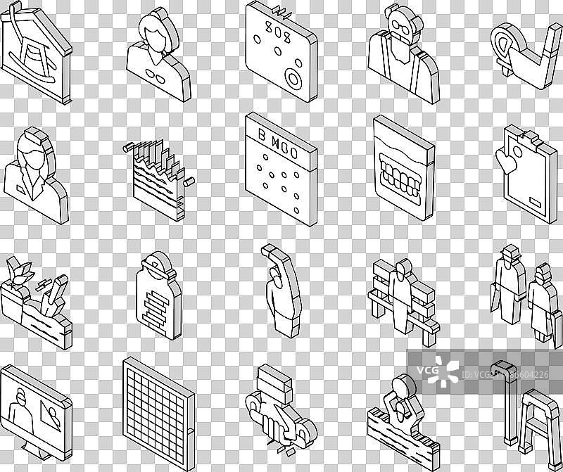 老年人护理系列2.5D图标图片素材