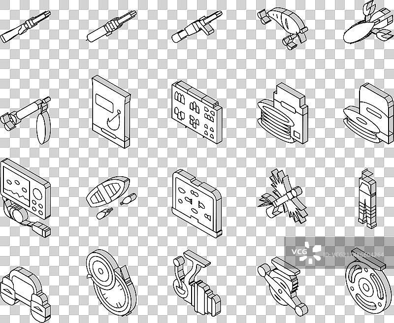 渔具店产品系列2.5D图标图片素材