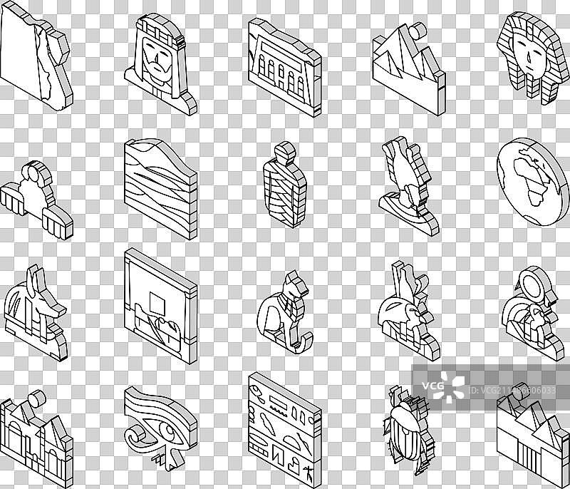 埃及国家古迹游览2.5D图标图片素材
