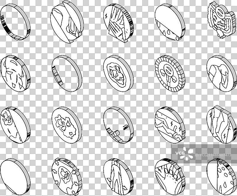 疾病医疗健康等距图标集图片素材