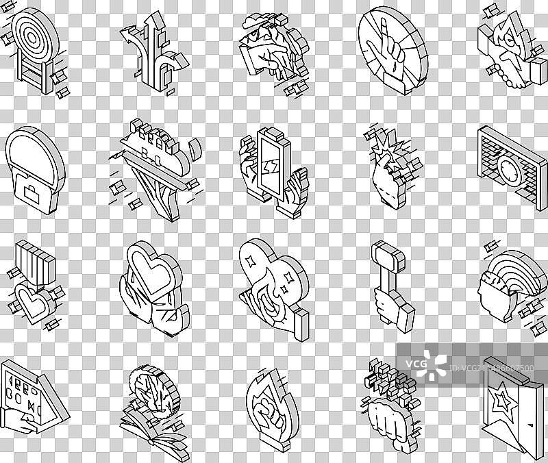 激励成功挑战2.5D图标集图片素材