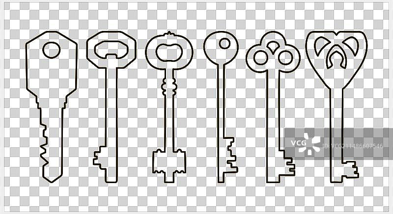 手绘艺术线条涂鸦钥匙图标图片素材