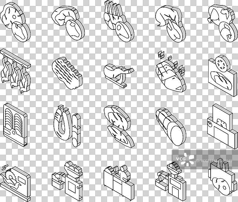 肉类工厂产品系列2.5D图标图片素材