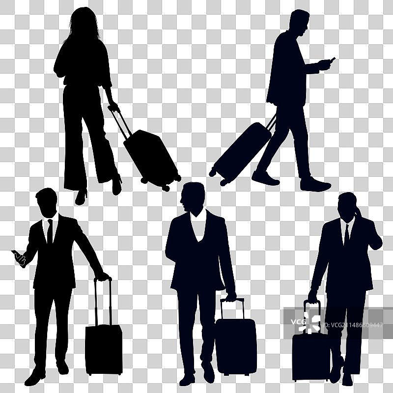 携带行李箱的轮廓旅行图片素材