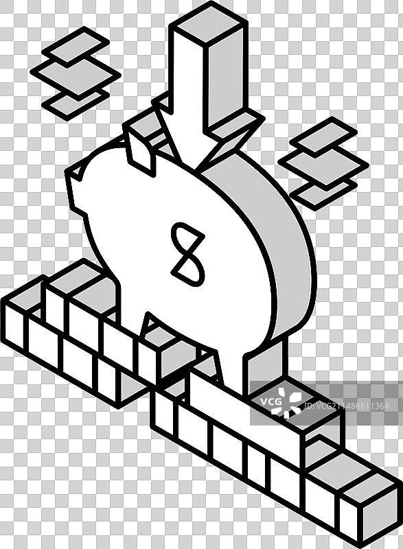 往储蓄罐里存钱2.5D图标图片素材