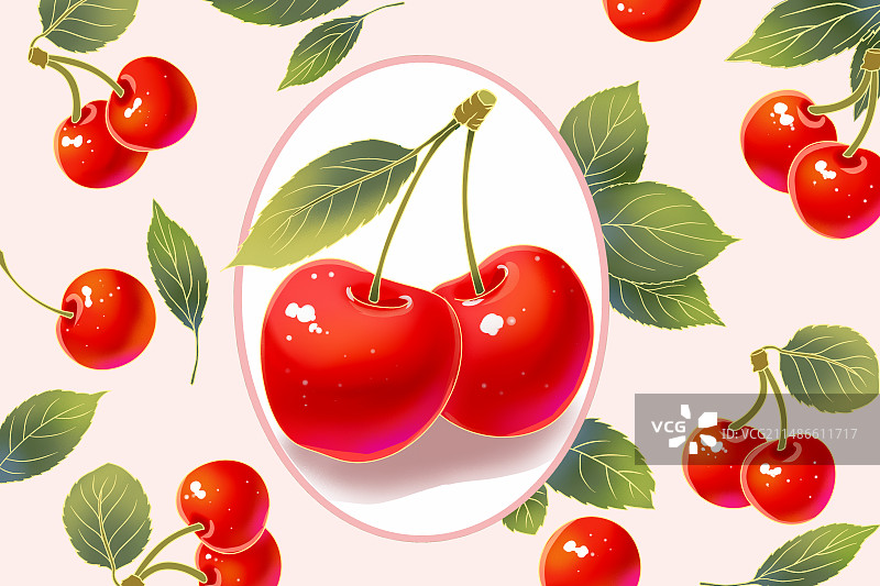 樱桃插画图片素材
