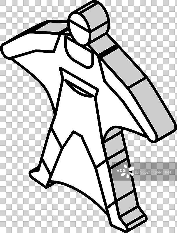 翼装飞行运动男子2.5D图标图片素材