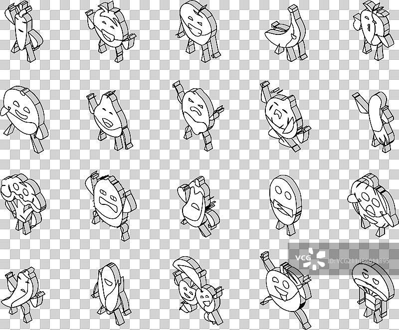 有趣的食物水果角色2.5D图标图片素材