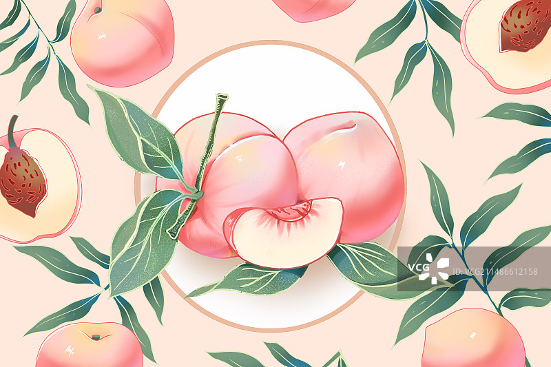 水蜜桃包装插画图片素材