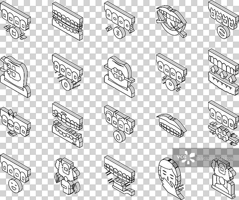 牙齿矫正器配件2.5D图标合集图片素材