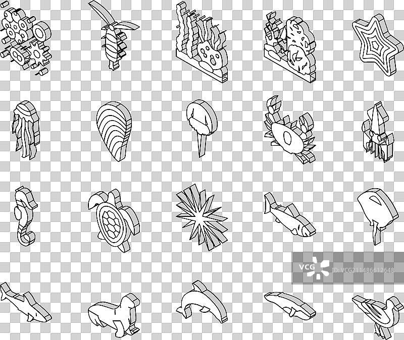 海底生物等距视角图标合集图片素材