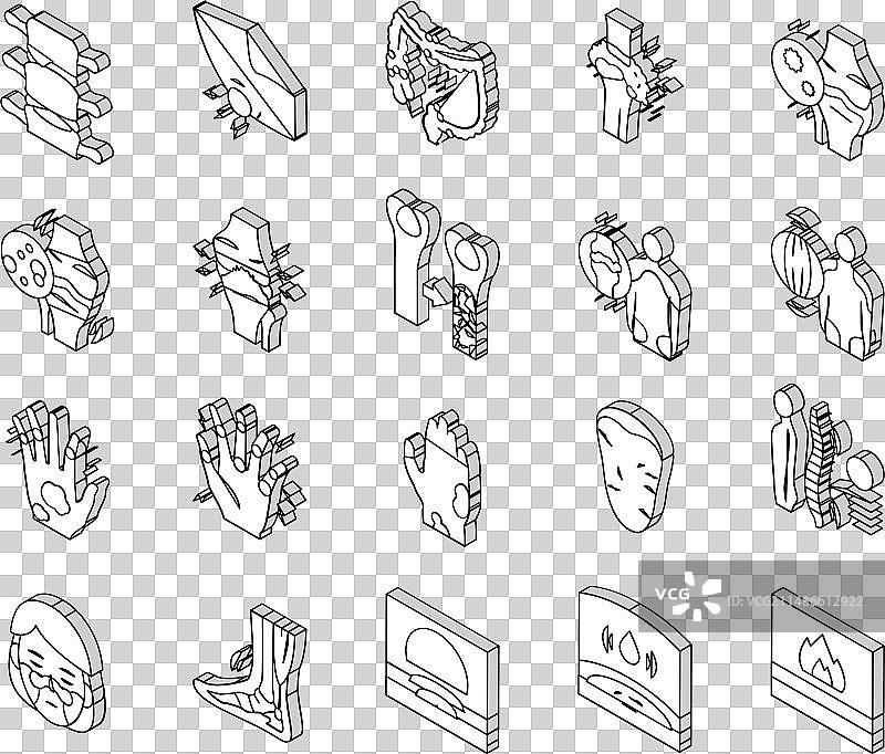 风湿病问题2.5D图标集图片素材