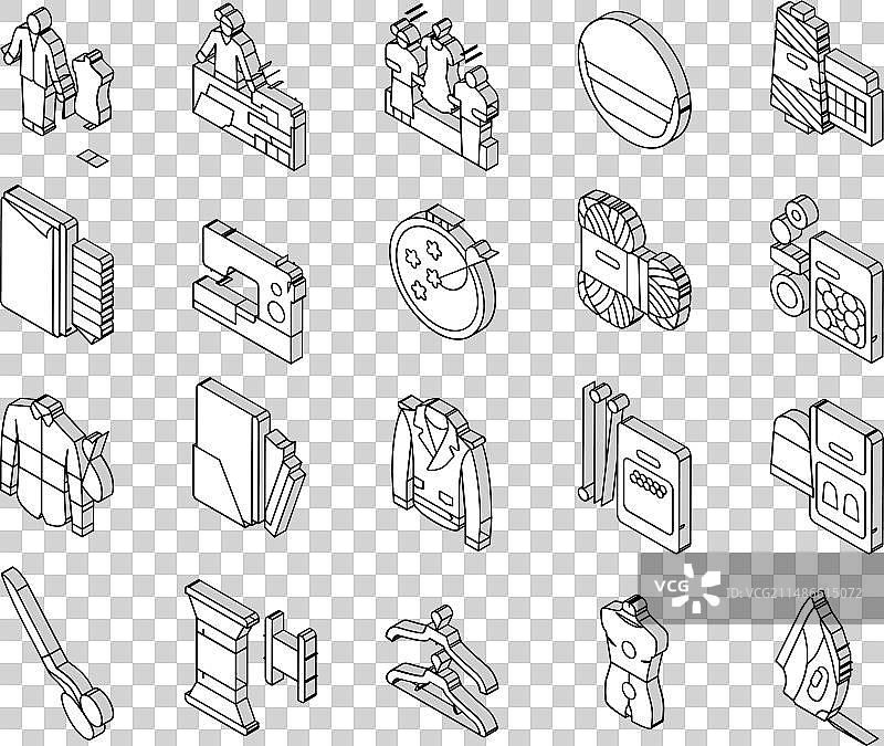 裁缝工人缝纫职业2.5D图标图片素材