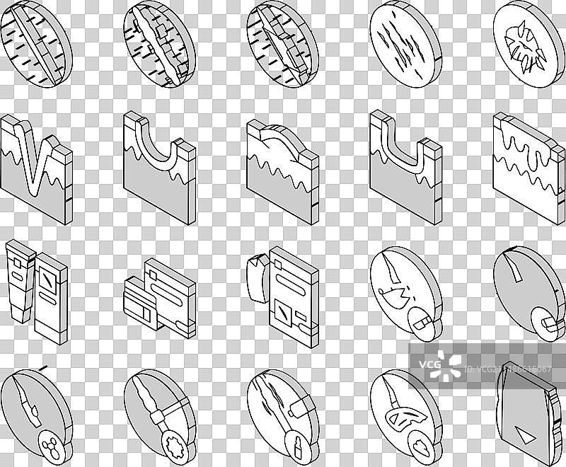 创伤或手术后疤痕2.5D图标集图片素材