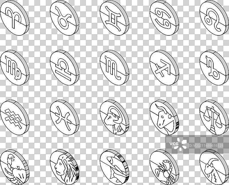 十二星座动物2.5D图标图片素材