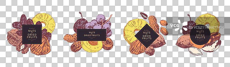 什锦坚果和水果组合图片素材