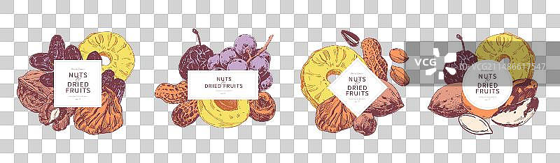 什锦坚果和水果组合图片素材