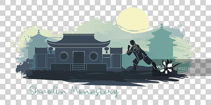 少林武僧在寺庙练功图片素材