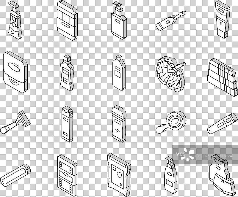 2.5D卫生清洁洗手液图标集图片素材