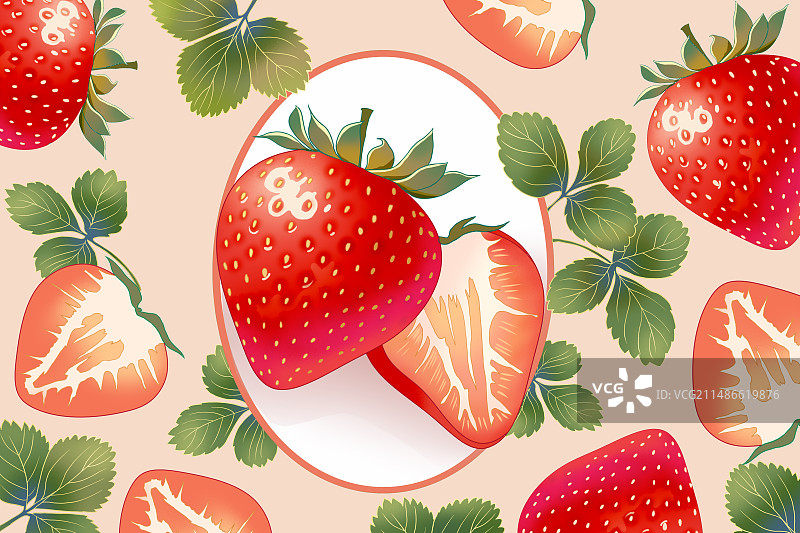草莓包装插画图片素材