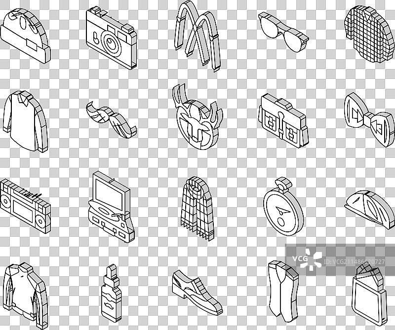 复古风2.5D等距图标图片素材