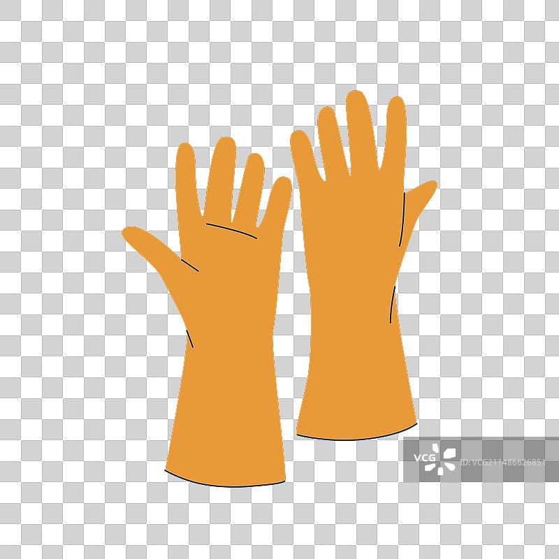 黄色防水橡胶手套图片素材