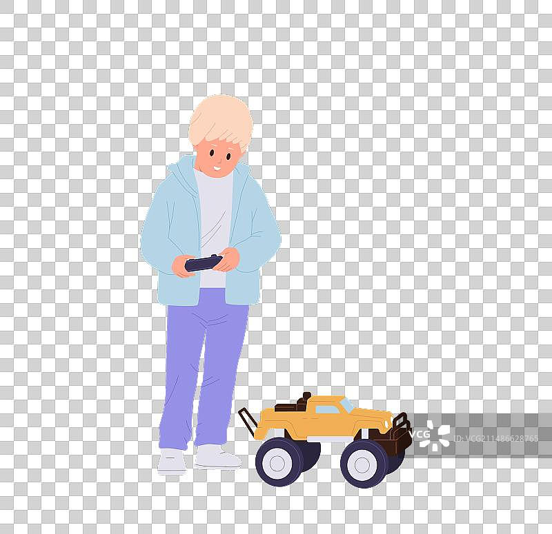 快乐的卡通男孩儿童角色玩耍图片素材