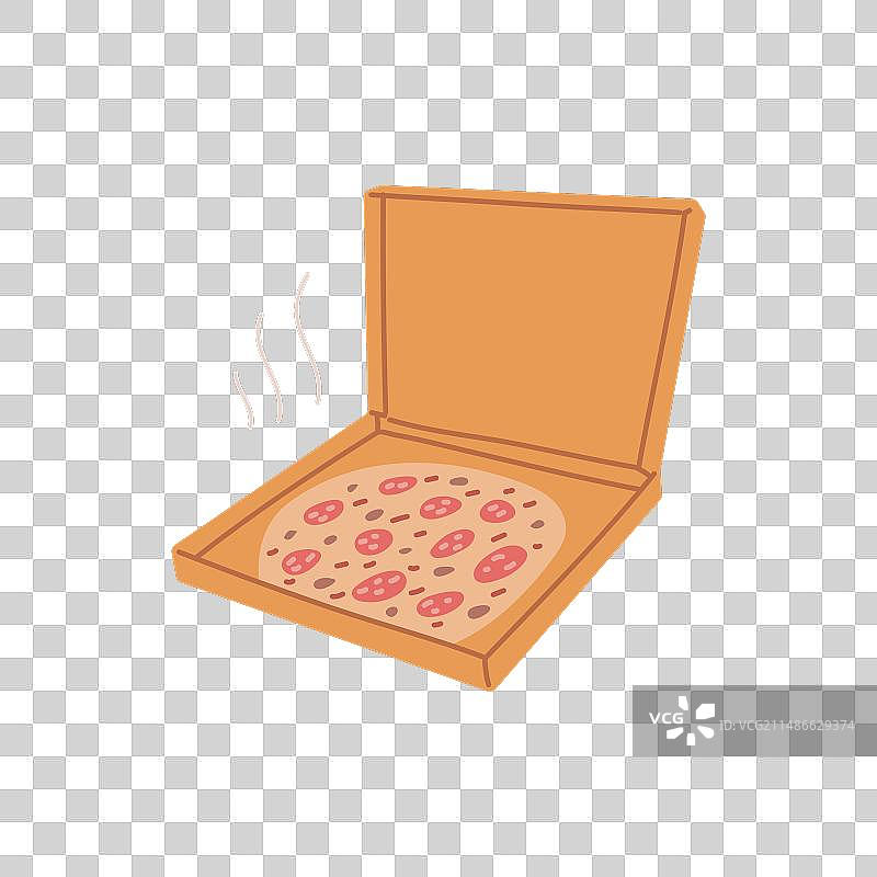 打开的纸盒中的完整披萨图片素材