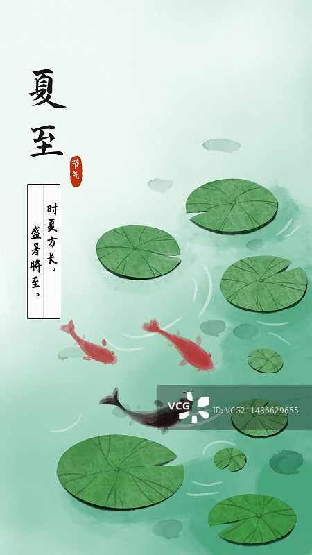 夏至夏天节气插画设计模板图片素材