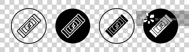 健康巧克力谷物棒蛋白棒图标集图片素材