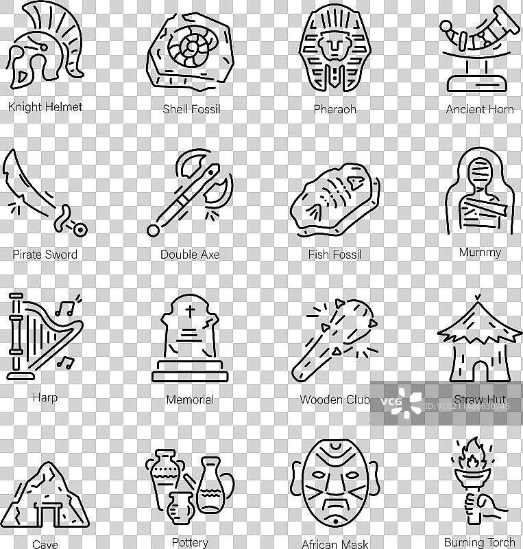 考古线性图标合集图片素材