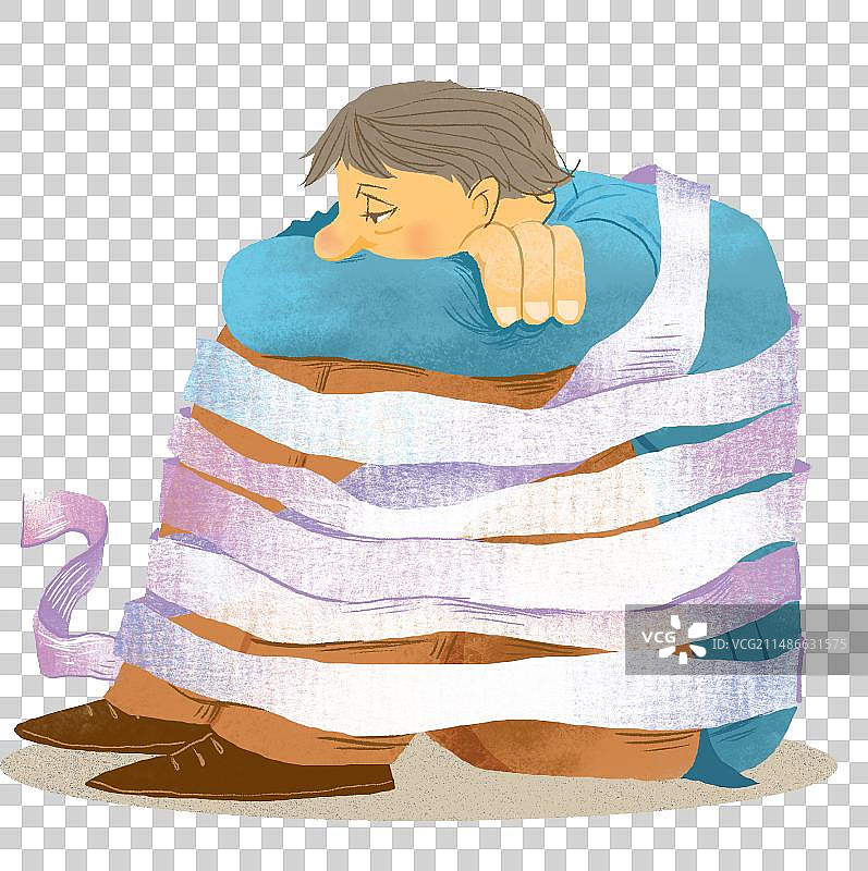 被束缚的男人，孤独寂寞思考着图片素材