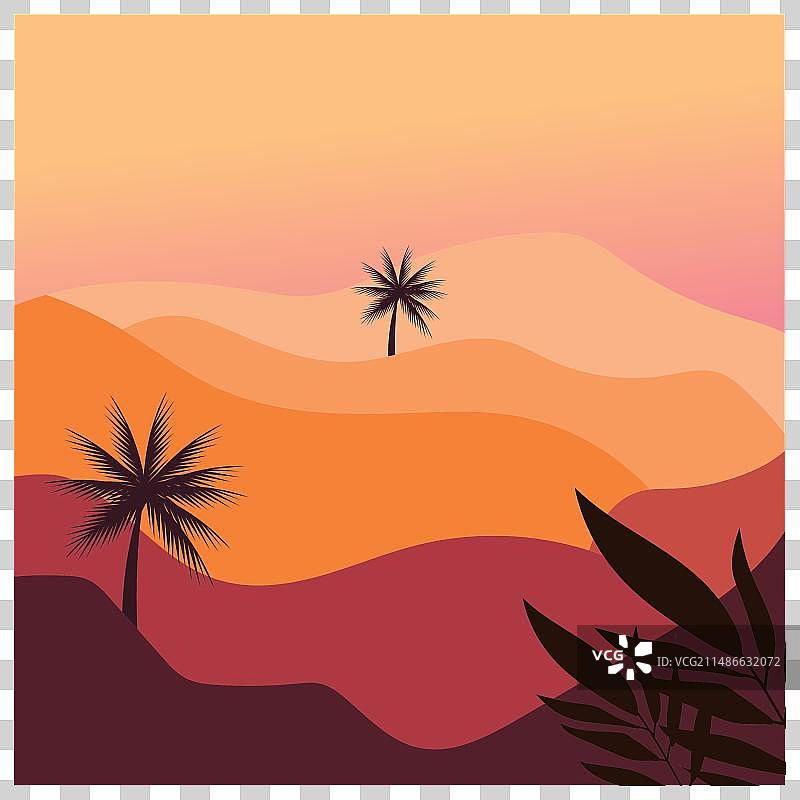 自然背景 - 午后树木与飞鸟图片素材