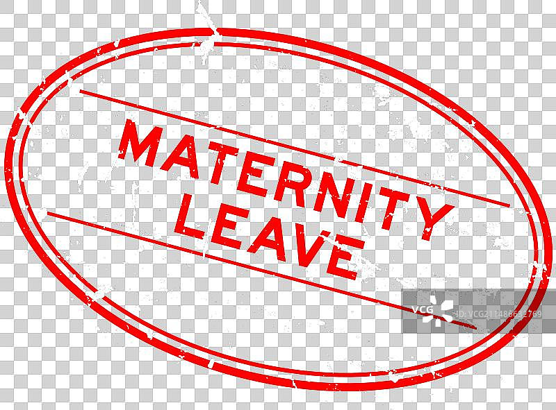 红色Grunge风格产假椭圆形橡胶印章图片素材