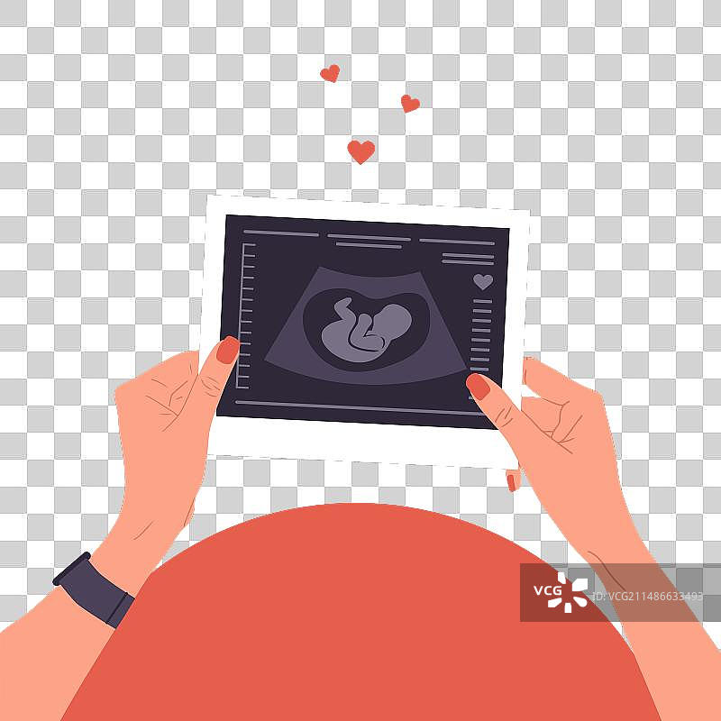 女性手持胎儿的婴儿超声波图片素材