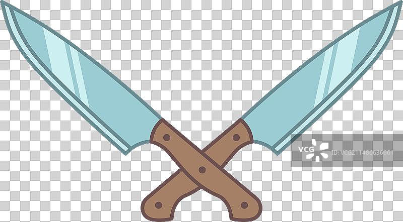 线条填充风格的交叉厨刀图标图片素材