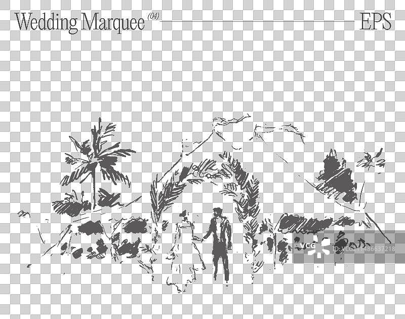 新娘和新郎在婚礼拱门下图片素材