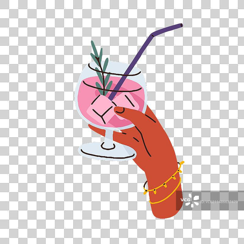 手持冰镇夏季饮品的冰镇鸡尾酒图片素材