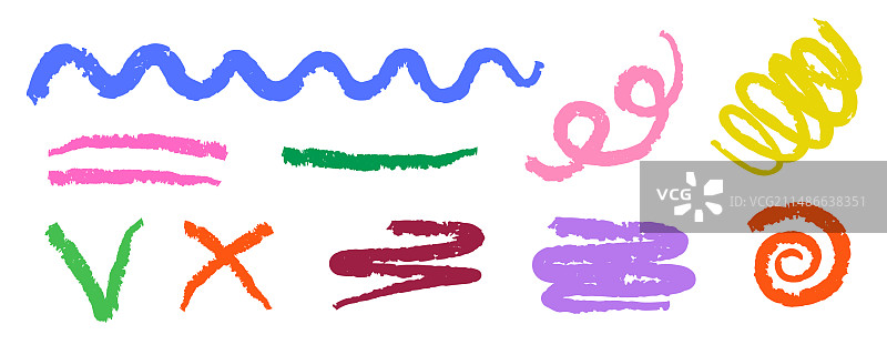 手绘彩色木炭线条图片素材