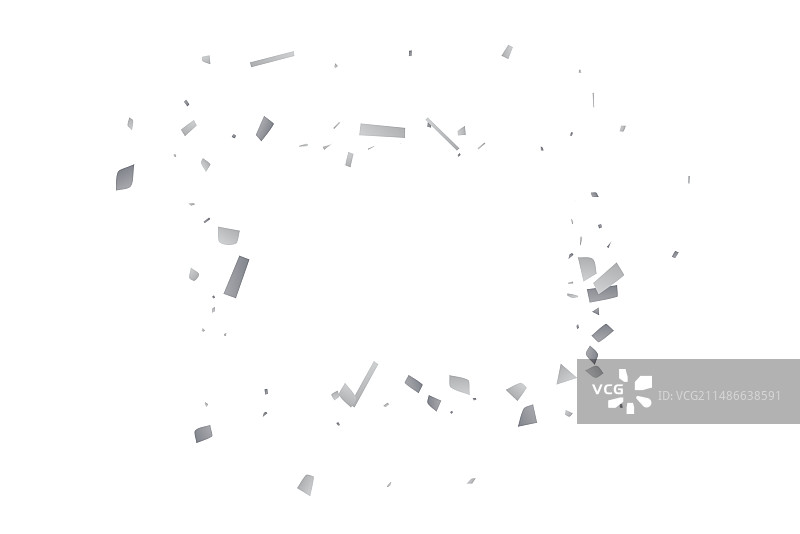 白色背景上的银色闪光五彩纸屑图片素材