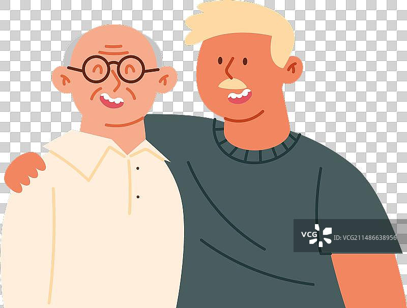 年迈的父亲和年幼的儿子图片素材