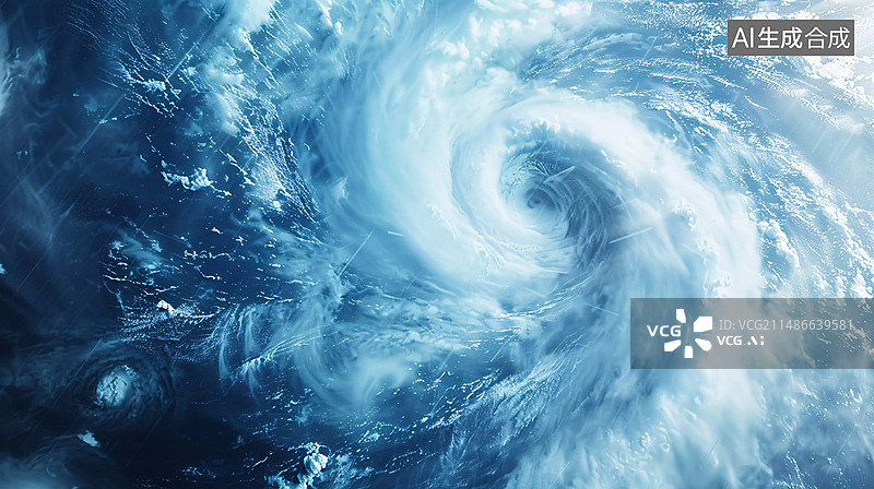 【AI数字艺术】台风天气背景，自然灾害暴风雨雷暴天气场景插图图片素材