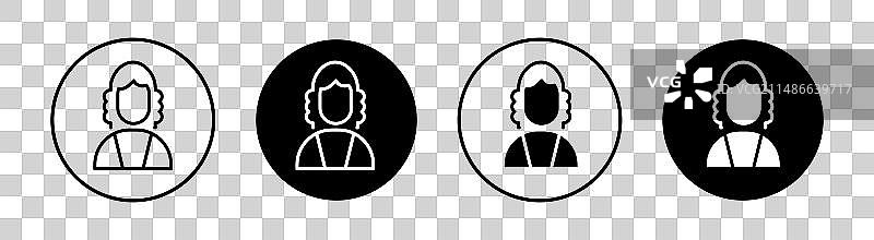 法官图标集：法官、法庭、法律假发符号图片素材