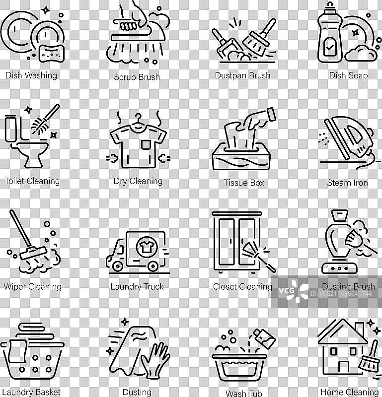 现代清洁系列线性图标图片素材