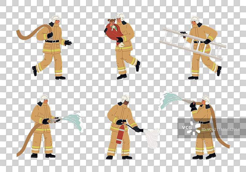 消防员穿制服进行救援图片素材