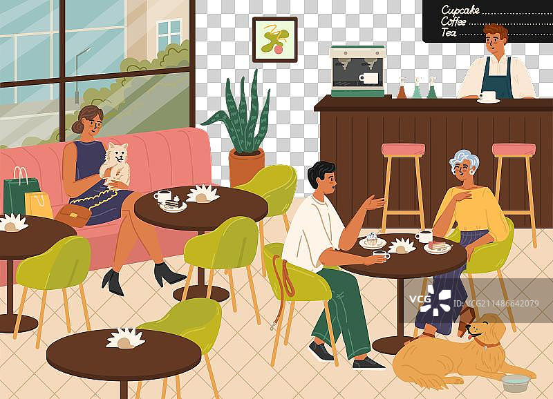 允许携带宠物狗的咖啡店场景图片素材